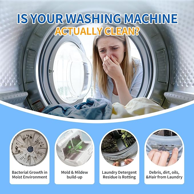 Luvoar Ultra-Powerful Washing Machine Cleaner Tablets-24 Packs, Deep Cleaning Tablets for Front Loader,Top Load & HE Washers,Formulated for Pet Owners,1 Year Supply