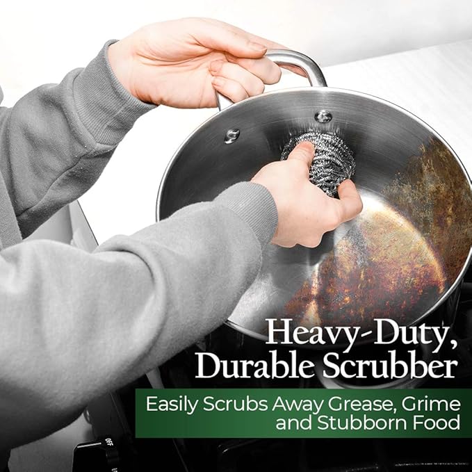 Stanley Home Products Stainless Steel Scrubbers – Rust Resistant Sponge for Pots, Pans, Grills, Ovens, Sinks and Tools – Metal Scrubbers for Kitchen & Garage Cleaning (3 Pack - 6 Count)