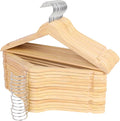 Solid Wood Hangers - 30 Pack with 360 Swivel Chrome Hook, Smooth Finish & Precisely Cut Notches, Slim Wooden Coat Hangers for Closet, Natural