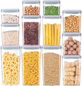 EQI 12 Pcs Pop Airtight Food Storage Containers with Lids for Kitchen Pantry Organization Stackable Cereal Snacks Flour Sugar Coffee Spaghetti (1.2, 2.0, 2.7, 3.3qt)*3