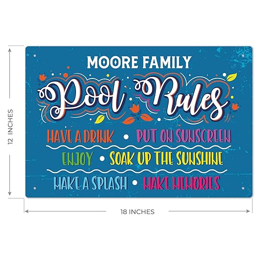 Custom Pool Sign, Pool Rules Have A Drink for Pool Décor Sign, 12x18 Inches, Rust Free .063 Aluminum, Fade Resistant, Made in USA by Sigo Signs
