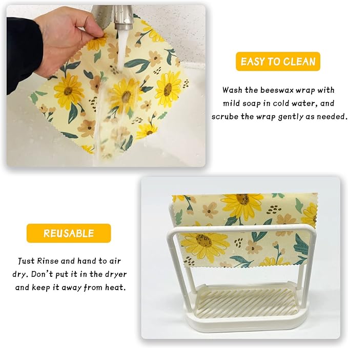 Beeswax Wrap, 9 Pack Eco-Friendly Beeswax Wraps for Food Storage, Organic, Sustainable, Beeswax Food Wraps, Zero Waste Reusable Food Wrap Beeswax Paper 1L, 3M, 5S Plants Pattern Sandwich Wrappers