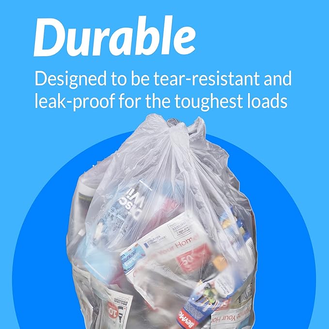 Reli. SuperValue 33 Gallon Trash Bags | 125 Count | Made in USA | Heavy Duty | Clear Multi-Use Garbage Bags