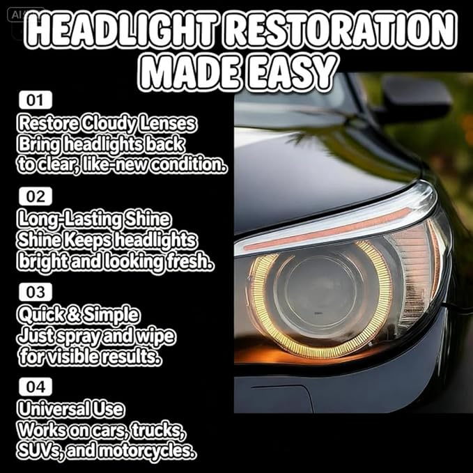 Headlight Restoration Kit, Car Headlight Restorer Kit, Headlight Refurbishing Agent, Automotive Headlamp Restoration Kit, Headlight Refurbishment Kit for All Vehicle Types