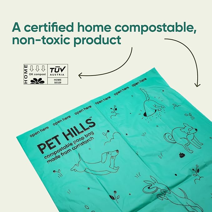 Pet Hills Heavy Duty Compostable Dog Poop Bags – 270 Count, 25% Thicker, Leakproof & Unscented Refills, Fits All Dispensers, Plant-Based, TÜV OK Compost HOME Certified