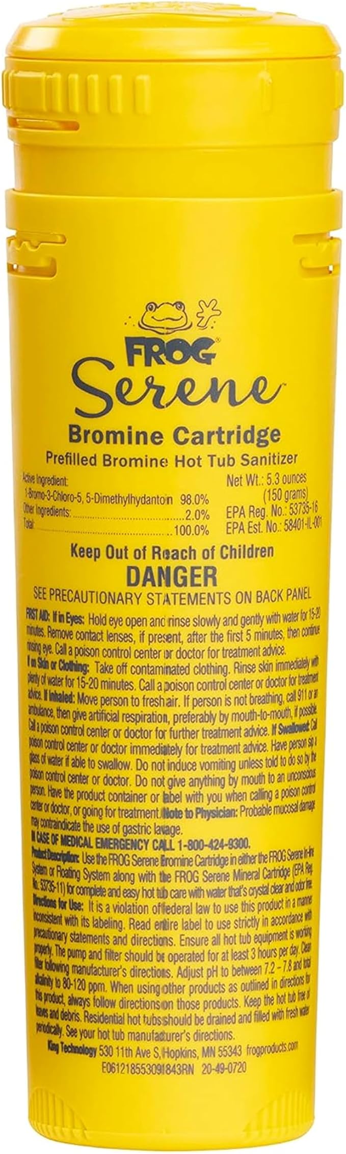FROG Serene Replacement Bromine Cartridge for use with Hot Tub FROG Serene Floating Sanitizing System - Prefilled for Quick & Easy Hot Tub Maintenance - 1 Pack