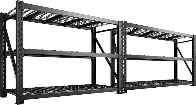 Bepatio 7050LBS Garage Shelving Heavy Duty,67.6''W Storage Shelves Metal Shelving Unit,3Tire Storage Rack Shelf.Adjustable Industrial Shelving for Warehouse Commercial,67.6''Wx23.7''Dx66''H, 2PCS