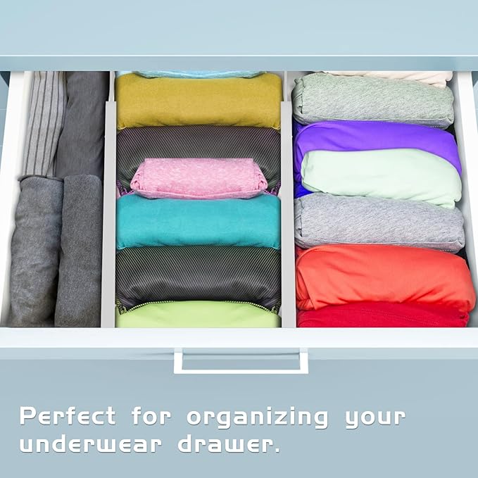 4 Pack Bamboo Kitchen Drawer Dividers with Inserts 2.6" High, Adjustable from 12.5 Inch to 21.7 Inch Drawer Organizers, Expandable Drawer Separators for Clothes, Bedroom, Dresser, Office (White)