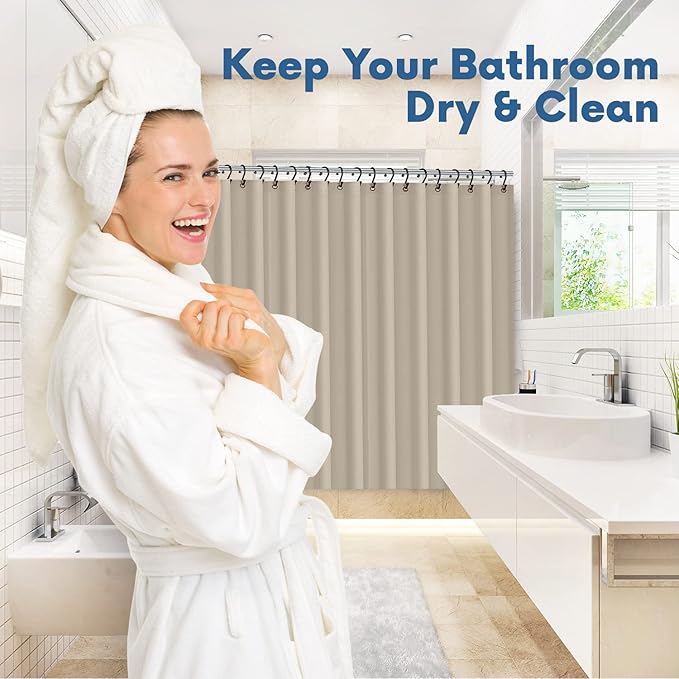 Premium Shower Curtain Liner, 72"W X 72''H - PVC-Free, 6G PEVA Shower Curtain with 12 Rust Proof Grommets And Magnet-weighted Bottom Hem - Moisture Stain Proof Shower Curtain Liner - Taupe