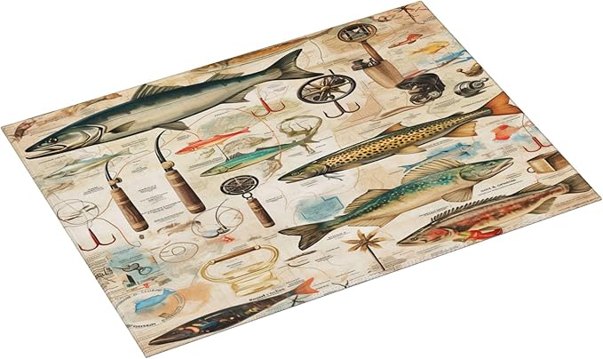 Ocean Fish Dish Drying Mat for Kitchen Counter Microfiber Super Absorbent Non-Slip Dish Drying Pad for Countertops Dishes Utensils Stylish Quick-Dry Machine Washable 18x24 Inch