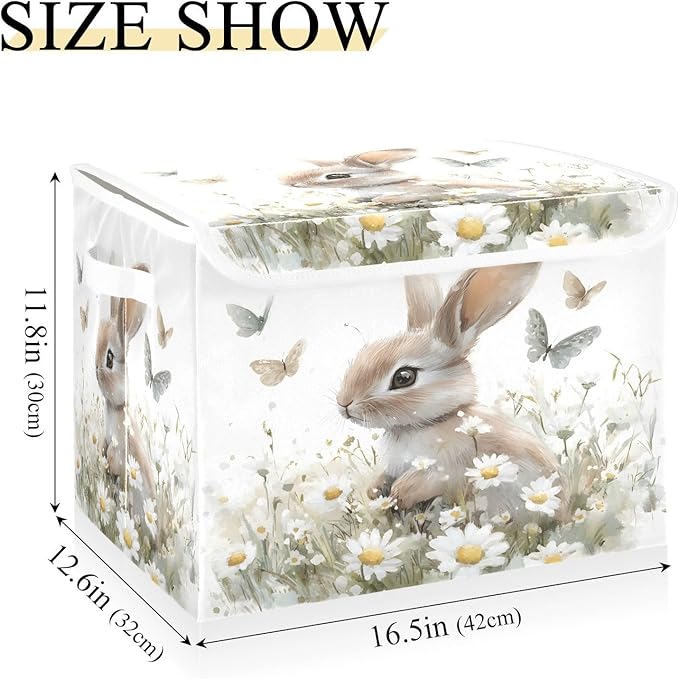 senya Easter Baskets Collapsible Storage Bins with Lids, Bunny Butterfly Flower B Storage Boxes Clothes Baskets for Organizing