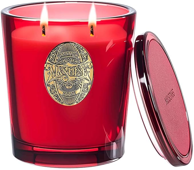 M&SENSE Large Two-Wick Strong Soy Candle | Red Camellia & Vivid Red | 19.8 oz, 120H Burn Time | Luxury Scented Candle for Relaxation, Home Décor,Gift for her | Ideal for Valentine Day