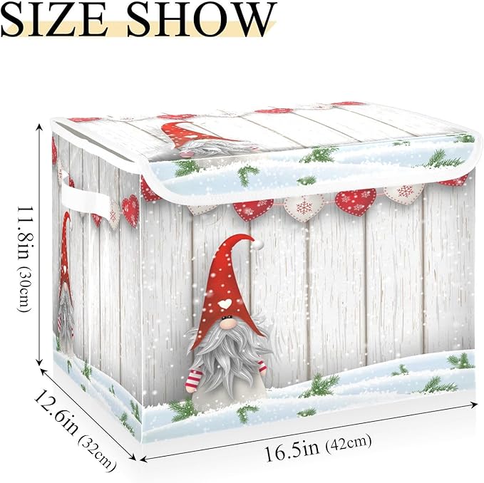 Christmas Baskets Collapsible Storage Bins with Lids, Christmas Gnome Storage Boxes Clothes Baskets for Organizing