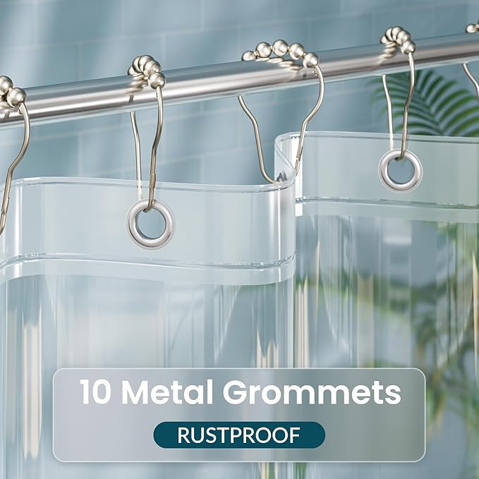 Titanker Plastic Shower Curtain Liner, Clear Shower Liner PEVA 60x78 Lightweight Waterproof Shower Curtains for Bathroom with Magnets and Rustproof Grommets