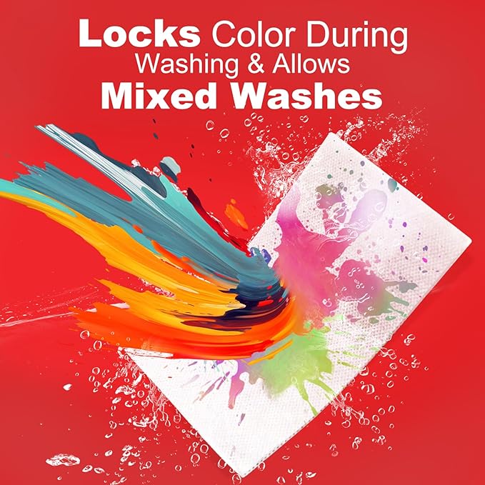 TIVERAIN 50 pcs Coloring-Catcher Sheet for Laundry,Color Grabbers Laundry Sheet,Allow Mixed Washes and Prevents Color Runs,Fragrance Free Color Absorber Sheets for Family No Fluorescent Agent