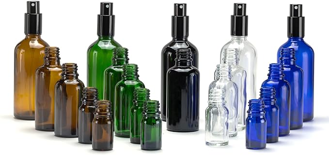 YIZHAO Clear Glass Spray Bottles 1oz, with Small Fine Mist Spray, Metal Cap, Refillable for Essential Oil,Travel,Cleaning,Perfume,Aromatherapy,Makeup – 12 Pcs