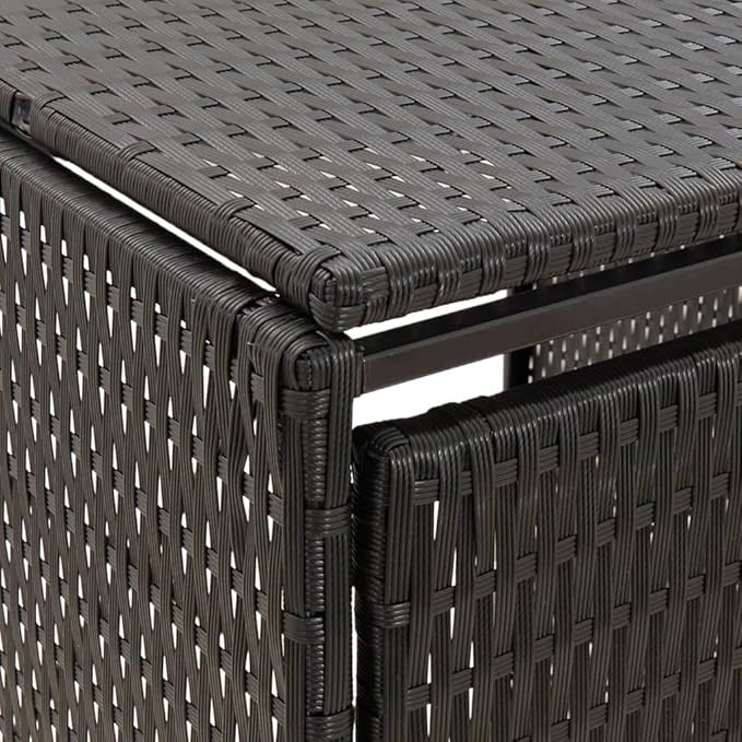 Triple Wheelie Bin Shed Garbage Can Storage Shed, PE Trash Container Management Unit, Outdoor Patio Recycling Dustbin Trash Shed, Black 81.5"x31.5"x46.1" Poly Rattan -AA