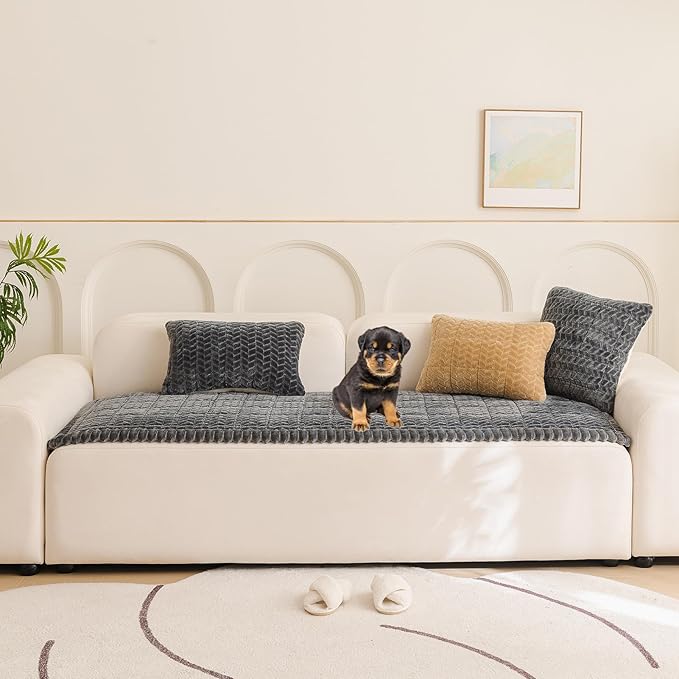 Mivnue Pet Couch Cover Protector Sofa Covers for Pets Washable Non Slip Couches and Sofas Dog Mat (Dark Grey, 27.6" x 82.7")