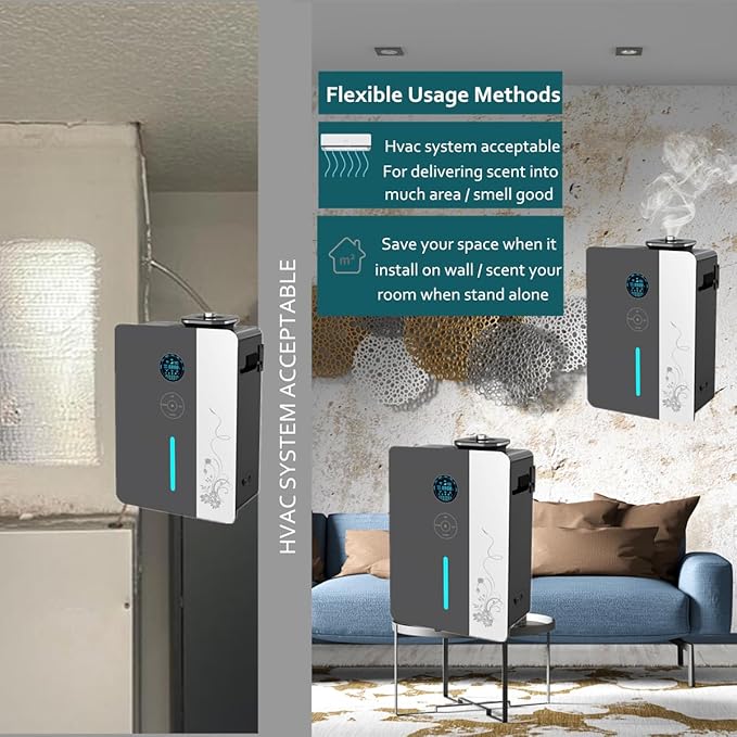 USA Ship - HVAC Waterless Oil Diffuser for 7,500 Sq. Ft Spaces- Smart App Scent Air Machine - Whole House & Commercial Essential Oil Diffusers | Cold Air Aromatherapy Diffuser for Home,Office,Hotel