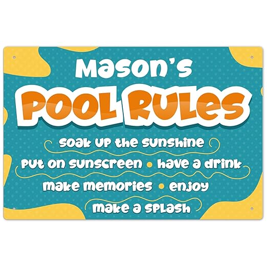 Custom Pool Sign, Pool Rules Soak Up The Sunshine for Pool Décor Sign, 12x18 Inches, Rust Free .063 Aluminum, Fade Resistant, Made in USA by Sigo Signs