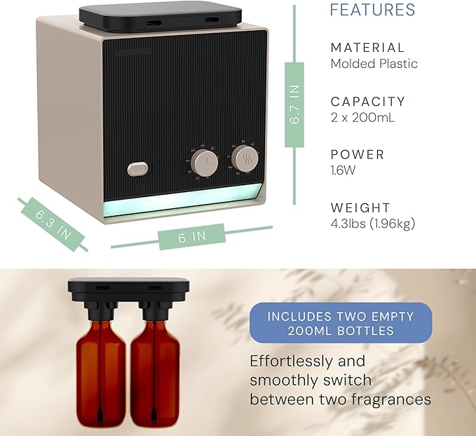Air Esscentials Smart Scent Air Machine for Home, Office, Spa & Hotel, Switch Between 2 Fragrances, Bluetooth & Waterless Oil Diffuser with Cold Air Technology, Covers 1,000 sq. ft., Duo Scent Tuner