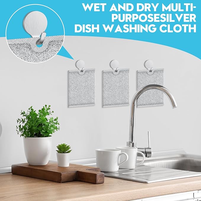 VMKBL Steel Wool Scrubber, Wire Dishwashing Rags, 10 Pcs Multipurpose Wire Dishcloth, Wet & Dry for Cookware, Sinks, Dishes, Stoves & Fireplaces 5.9“ x 3.9”