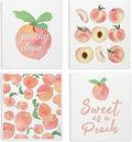 LARTSFRO Peach Swedish Dishcloths for Kitchen, Pink Peach Cute Swedish Dish Cloths for Friut, Papaya Reusable Paper Towels, 4 Pack Cleaning Cloth for Kitchen, Reusable Paper Towels Washable