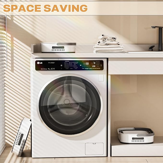 OOAMBB 43L+43L Collapsible Laundry Baskets plastic, Pop Up Laundry hamper/Storage Container, Foldable Laundry Basket with Handles, Durable,Space Saver (Grey, 2 Packs)