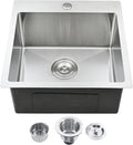 VCCUCINE Bar Sink Drop in,18 x 18 Inch Topmount RV Small Kitchen Sink,Handmade Stainless Steel Wet Bar Sink,Outdoor Single Bowl,Brushed Nickel Prep Sink with Drain