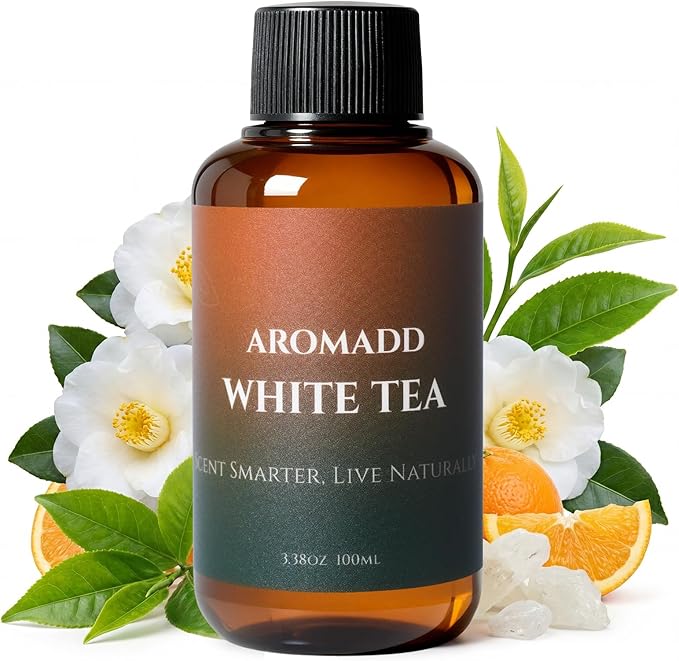 Aromadd White Tea Diffuser Oil Inspired by Luxury Hotel Scent, Essential Oils for Waterless Diffuser, White Tea & Bergamot, Long-Lasting & Natural Home Fragrance - 3.38 fl oz (100 mL)