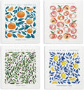 LARTSFRO Swedish Dishcloths for Kitchen, Papaya Reusable Paper Towels Washable, Cucina Doliva Oranges Peach Lemon Swedish DishCloths for Friut, 4 Pack Dish Towels for Kitchen
