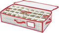 Sattiyrch Plastic Christmas Ornament Storage Box with Trays,Customizable Dividers, Dust-Proof Durable Ornament Organizer Holder,Christmas Storage Containers,Holds 64 x 3 Ornaments,Underbed