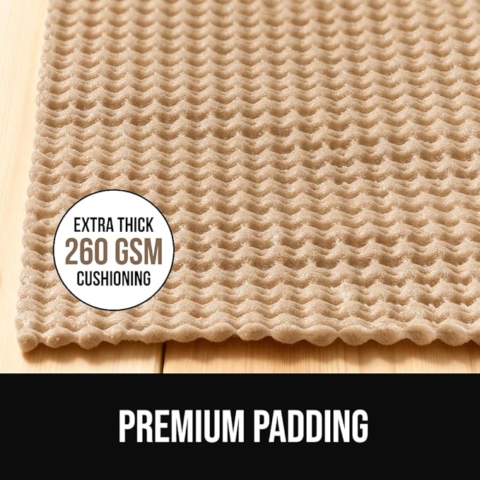 GORILLA GRIP Premium Dual Sided Extra Thick 2x6 Rug Gripper Pad for Hardwood Floors, Breathable Slip Resistant Pad Grips Under Carpet Area Rugs for Hard Surface Floor Protection, Easy Trim Mats, Beige
