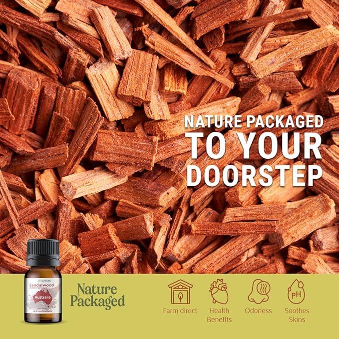 Sandalwood Essential Oil - Direct from Australian Oils of Nature - Steam Distilled - Aceite Esencial de Sándalo for Aromatherapy, Massage, Diffuser, DIY Candle and Soap Making - 2lbs