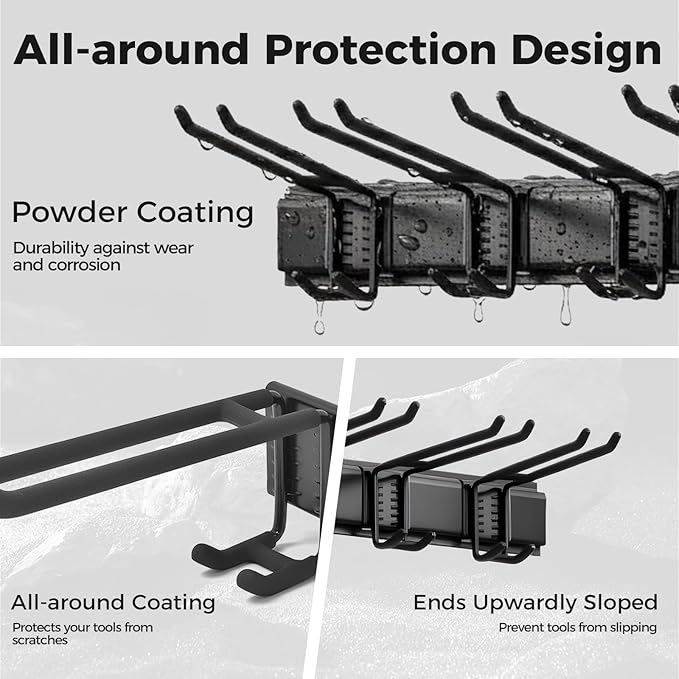 Tuwelvana Garage Tool Organizer 32in - Heavy Duty Wall Mount Tool Storage Rack Load 350lb for Mop Rake Broom Shovel Folding Chair