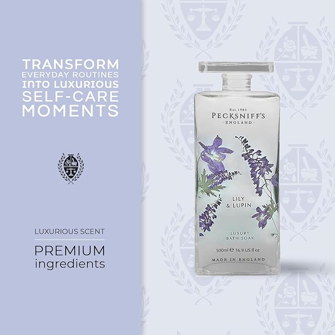 Pecksniff's Lily & Lupin Bath Soak Decanter | 500ml/16.9 Fl Oz