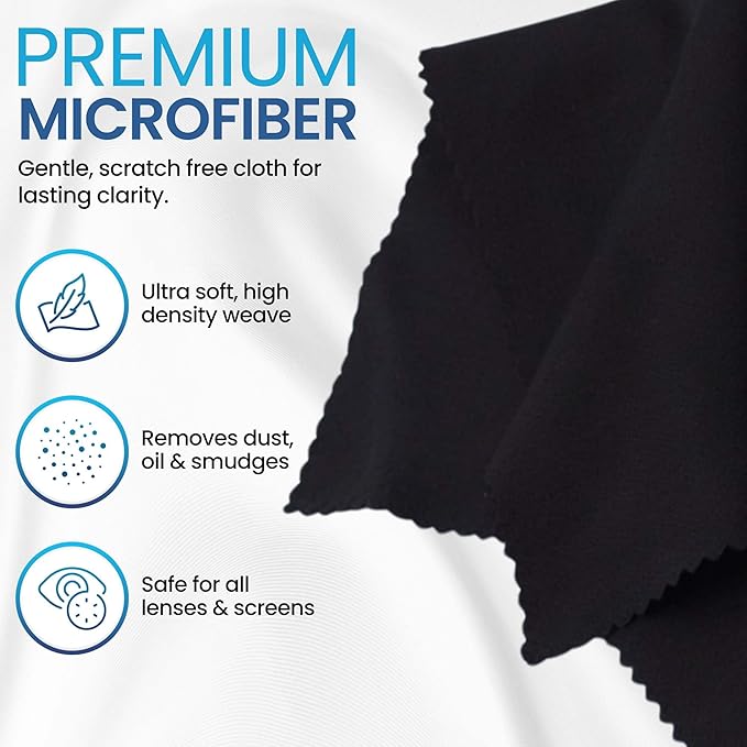 Purity Eyeglass Lens Cleaner Kit - 3 x 1oz Travel Size Lens Cleaner Spray Bottle + 2 Microfiber Cleaning Cloths - Safe for All Lenses (AR Coated Included), Eyeglasses and Screens - Clear