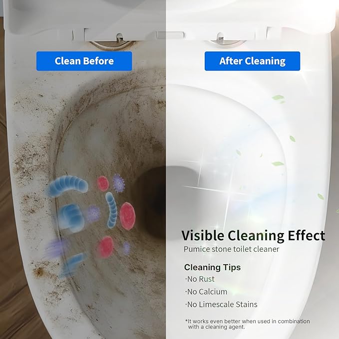 W&E Choice Toilet Pumice Stone 3 Pack, Pumice Stone for Bathtub Cleaning with Extra Long Handle, Toilet Brush for Cleaning Toilets, Bathtubs, Grills, Swimming Pools, Sinks