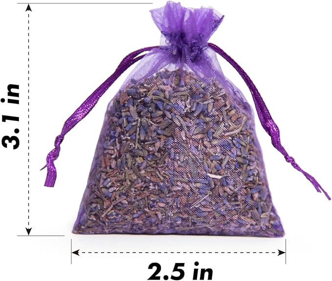 Lavande Sur Terre Bag of 12 Sachets Dried Lavender Flower Lavender Sachets for Drawers and Closets, LV-B-1