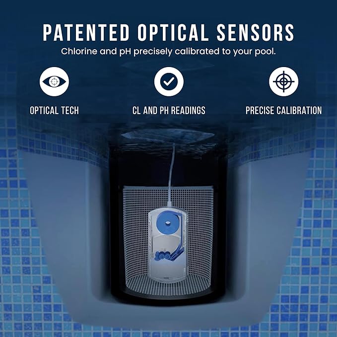 WaterGuru Sense S2 Smart Pool Monitor – Digital Pool & Spa Water Tester for Chlorine, pH, CYA & Alkalinity – Wi-Fi Enabled – Includes C5 Cassette, Float Ring & Batteries