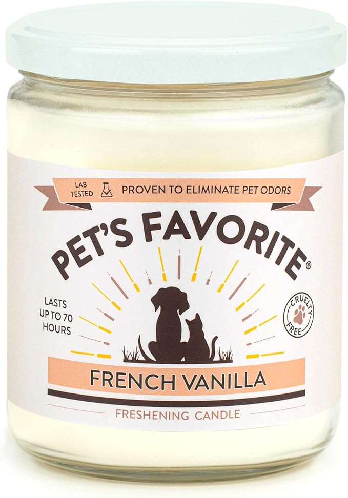 Pet's Favorite Pet Odor Candle, Clean Burning, Long Lasting Scented Candles with a Cotton Wick. (French Vanilla, Pack of 1)