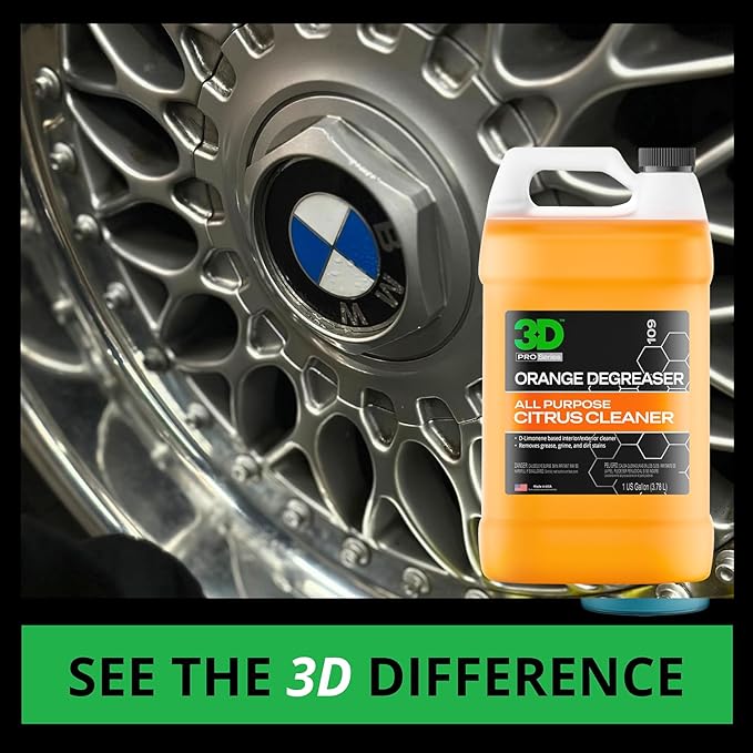 3D Orange Degreaser – Citrus-Based Car Cleaner for Oil, Grease, Grime & Adhesives – Water-Based, Non-Corrosive, Eco-Friendly, Interior & Exterior Use - 16 Fl oz