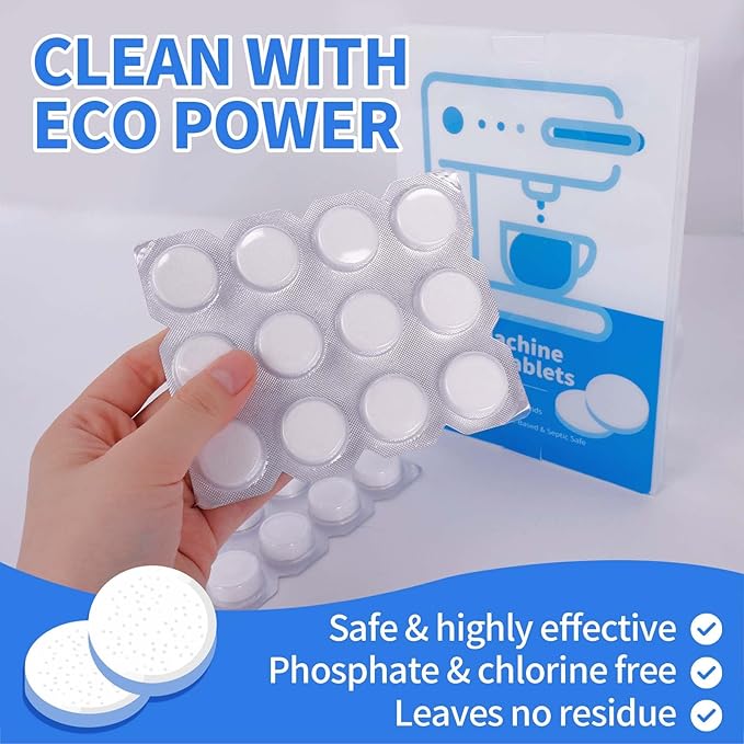 coldpa + Coffee Machine Cleaning Tablets, Machine Descaler Tablets, Deep Cleaning and Descaling for All Coffee Makers, Effortless Descaler & Cleaner Solution(24PCS)
