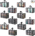 Heavy Duty 93L (24.5 Gallon) Stackable Storage Bins with Fully Openable Lids, Moving Bags Heavy Duty, Clear Plastic Totes for Moving Storage, Home Organization, Closet, Dorm Room 12 pack