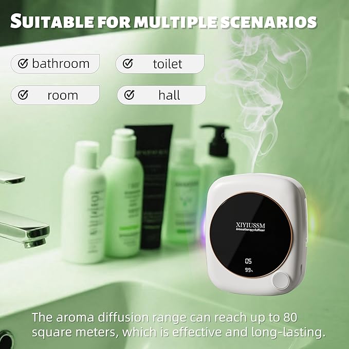 Waterless Essential Oil Diffuser for Home Office Travel Ultrasonic Aromatherapy Small Cordless Diffuser with 7 Mist Modes for Bedroom Bathroom Hotel Car Portable Air Freshener & Scent Machine