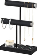 bussdis 2 Tier Bracelet Holder Display - Detachable T Bar Black Velvet Bracelet Holder, Jewelry Holder Organizer for Bracelet, Necklace, Earrings, Rings