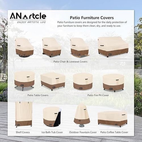 2-Seater Patio Loveseat Cover,58W x 32.5D x 31H Inches Outdoor Couch Cover,100% Waterproof Heavy Duty Patio Sofa Covers,Patio Furniture Covers,Beige&Brown