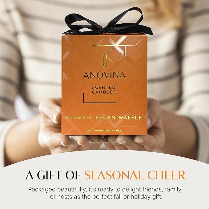Anovina Pumpkin Candle – Fall Scented Candle with Premium Soy Wax Blend – Cozy Autumn & Holiday Gift Candle for Women and Men