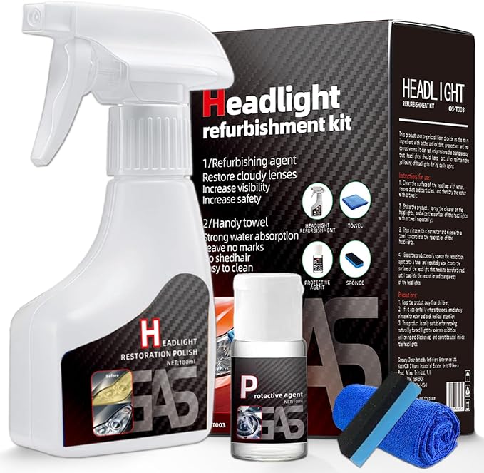 TIEDXIOY Car Headlight Restoration Polishing Kits Headlamp Repair Kits Car Light Polisher Cleaning Kits Ceramic Coating Spray Shiny Stuff Headlight Cleaner-6.3Fl.Oz