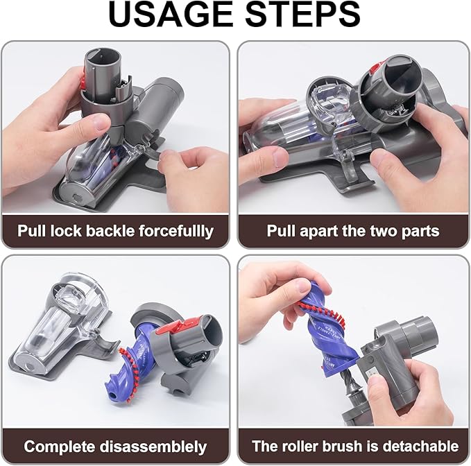 Mini Motorized Tool Brush Head for Dyson V7 V8 V10 V11 V15 Cordless Vacuum Cleaner Head Anti-Tangle Pet Hair Attachment for Bed, Couch, Car, Carpet &Curtain